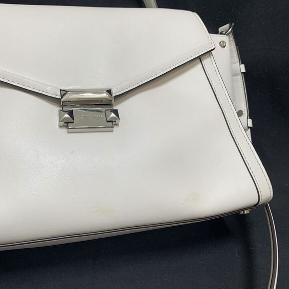 MICHAEL KORS Large Optic White Polished Leather Top Handle WHITNEY Satchel XB - Picture 3 of 16